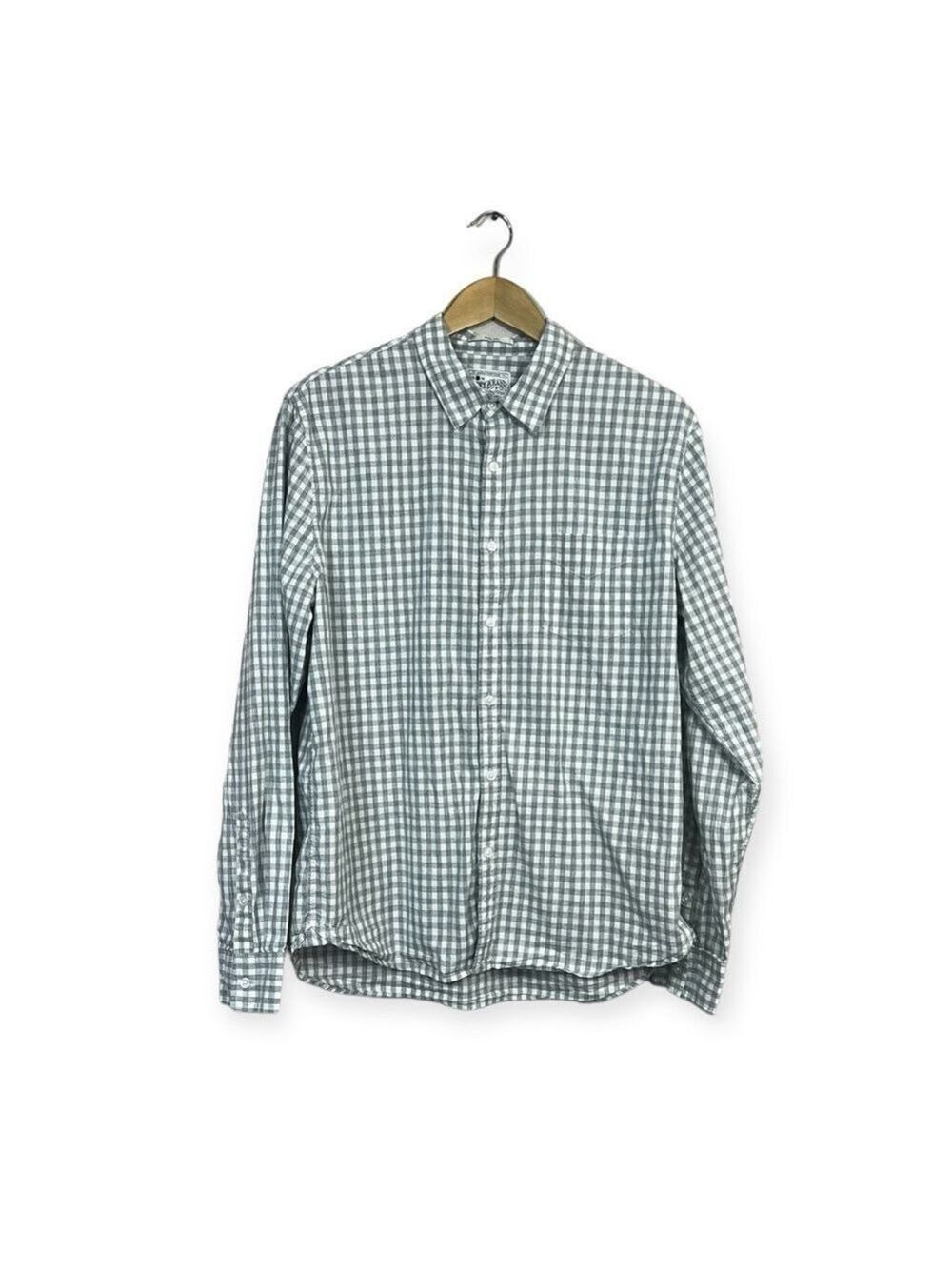 Lucky Brand Mens Slim Fit Gray Plaid Button Down Long Sleeves Shirt Size L